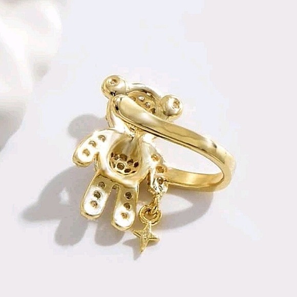 Teddy Bear Gold Plated Zircon Cuff Earring - Picture 4 of 5